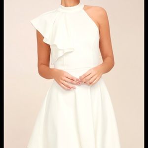 White Lulus one shoulder dress, fitted
